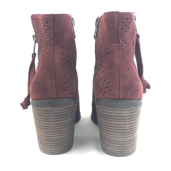 Lucky Brand Ramses Bootie Red Leather Boot Zip Up Cowboy Boots Western - Picture 6 of 8